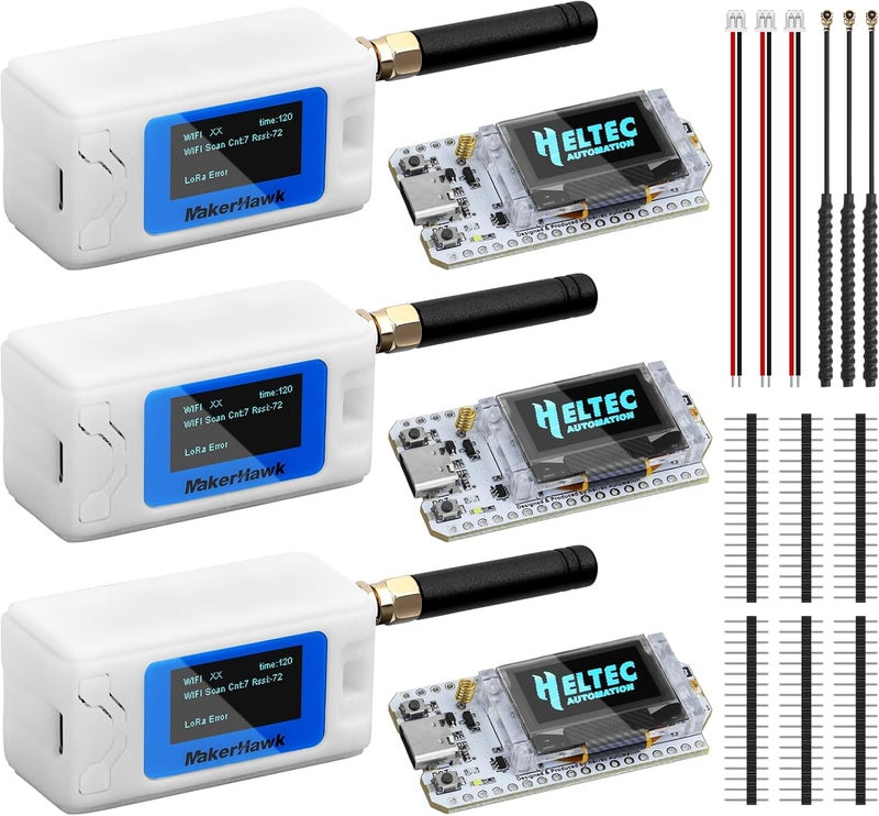 MakerHawk 3 Set ESP32 LoRa V3 Development Board + N30 Protect Case Set - with 915MHz Antenna and SX1262 LoRa V3 Devices for Meshtastic Ar duino LoRawan IOT - Image 1